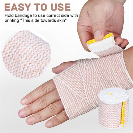 Elastic Bandage Wrap Compression Bandages 6PCS Cotton Elastic Bandage Wrap Roll with Closure for Injury Recovery and Sport Support.
