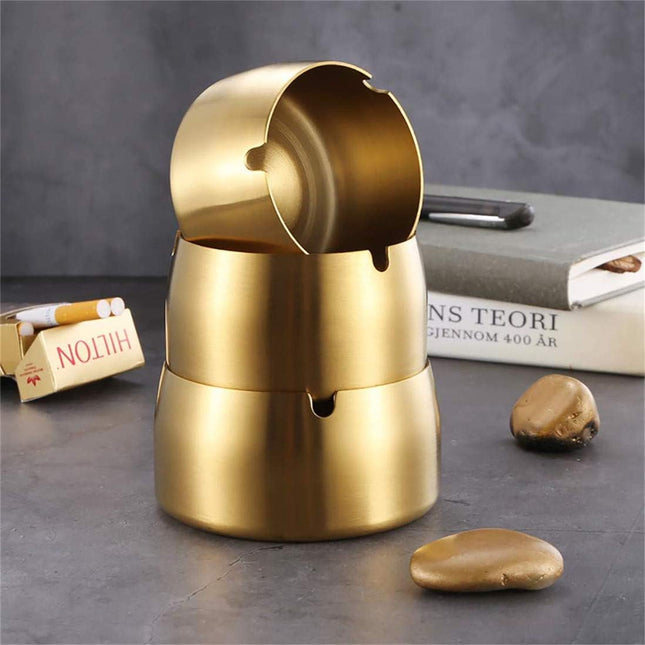 IME Windproof Ashtray Portable Ash Tray Stainless Steel Smoke Ashtrays for Patio Outdoors Home Office Party Bar.