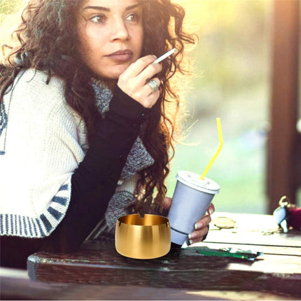 IME Windproof Ashtray Portable Ash Tray Stainless Steel Smoke Ashtrays for Patio Outdoors Home Office Party Bar.