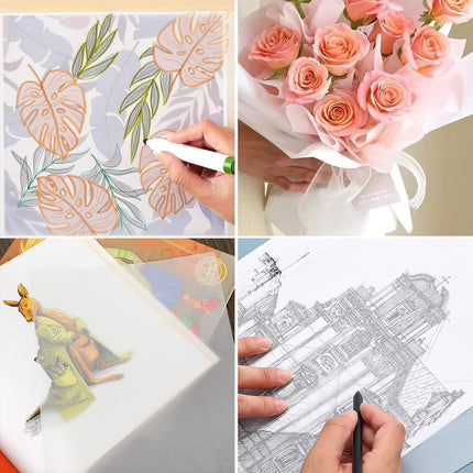 Translucent Sulfuric Paper A4 Tracing Paper 50 Sheets Copy Transfer Sulfuric Acid Paper for Animation Calligraphy Drawing Copying.