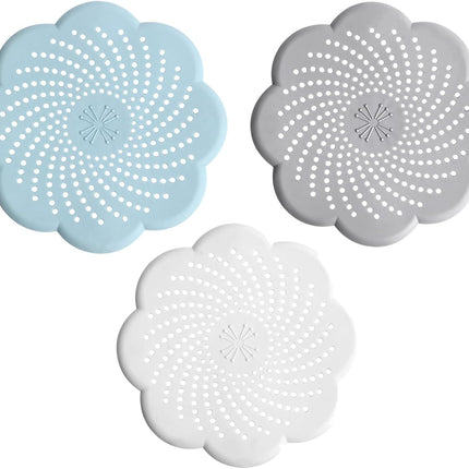 3 Pcs Shower Drain Covers Hair Catcher, 5.7 Inch Silicone Kitchen Sink Strainer Bathroom Shower Sink Stopper - Drain Cover Hair Trap, Filter for Kitchen Bathroom Tub.
