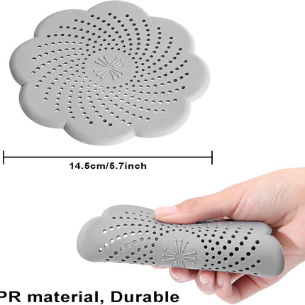 3 Pcs Shower Drain Covers Hair Catcher, 5.7 Inch Silicone Kitchen Sink Strainer Bathroom Shower Sink Stopper - Drain Cover Hair Trap, Filter for Kitchen Bathroom Tub.