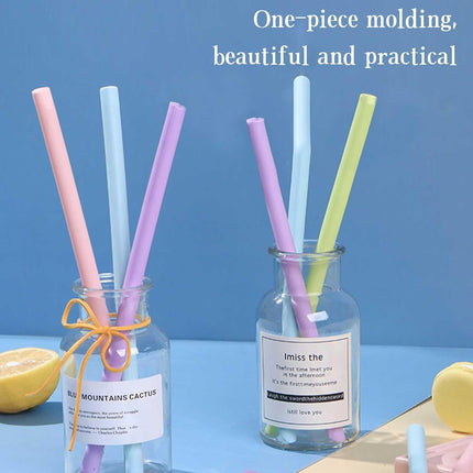 Reusable Silicone Straw, 6 Pcs Colorful Washable Food Grade Silicone Straw with Straw Cleaner.