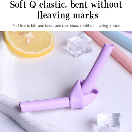 Reusable Silicone Straw, 6 Pcs Colorful Washable Food Grade Silicone Straw with Straw Cleaner.