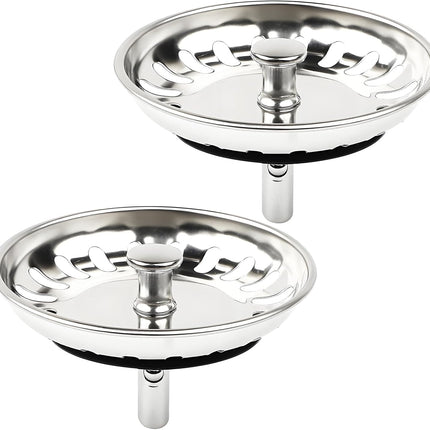 2 Packs Kitchen Sink Strainer Drain Stopper, 3.15 Inch/8cm 304 Stainless Steel Sink Plug with Anti-Clogging Basket.