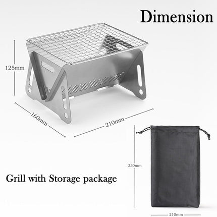 Portable Folding Camping Grill, Portable Fire Pit for Camping, Outdoor Campfire Grill Cooking for Picnics Fire Pit, Stainless Steel Assemblable Removable Stove with Grill Mesh.
