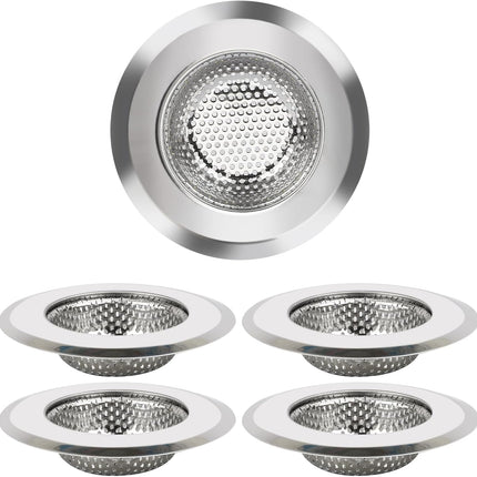 Kitchen Sink Strainer 5 Pcs, 4.5 Inch/11.5cm Stainless Steel Sink Drain Strainer Kit Food Catcher for Kitchen Sink.