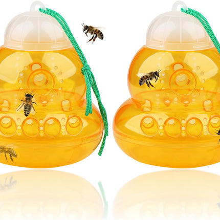 2 Pack Wasp Trap Hornets, Yellow Jackets Wasp Repellent, Hornet Trap, Bee Traps Wasps, Wasp Traps for Outdoors, Effective and Reusable, Safe and Natural, No Bottom Seam.
