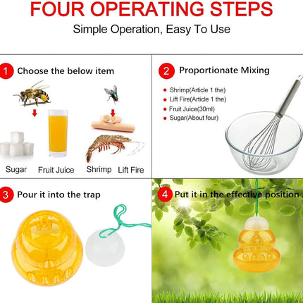 2 Pack Wasp Trap Hornets, Yellow Jackets Wasp Repellent, Hornet Trap, Bee Traps Wasps, Wasp Traps for Outdoors, Effective and Reusable, Safe and Natural, No Bottom Seam.