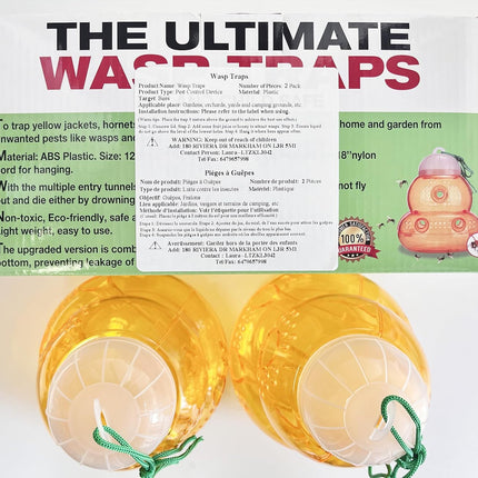 2 Pack Wasp Trap Hornets, Yellow Jackets Wasp Repellent, Hornet Trap, Bee Traps Wasps, Wasp Traps for Outdoors, Effective and Reusable, Safe and Natural, No Bottom Seam.