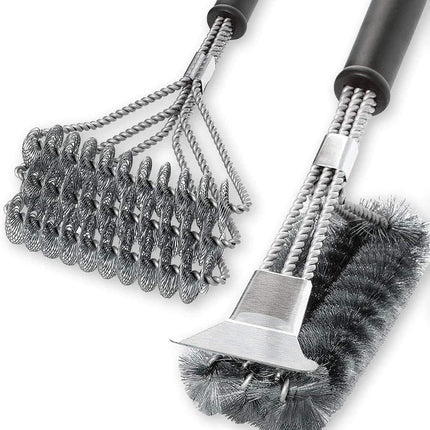 2 Pack BBQ Grill Brush, 18 inch BBQ Accessories, BBQ Cleaning Brush Safe Bristle Free BBQ Brush,100% Rust-Proof Stainless Steel- BBQ Grill Cleaner for Gas, Charcoal, Smoker, Porcelain, Infrared Grill.