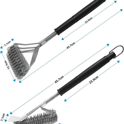 2 Pack BBQ Grill Brush, 18 inch BBQ Accessories, BBQ Cleaning Brush Safe Bristle Free BBQ Brush,100% Rust-Proof Stainless Steel- BBQ Grill Cleaner for Gas, Charcoal, Smoker, Porcelain, Infrared Grill.