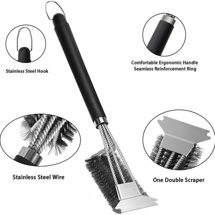 2 Pack BBQ Grill Brush, 18 inch BBQ Accessories, BBQ Cleaning Brush Safe Bristle Free BBQ Brush,100% Rust-Proof Stainless Steel- BBQ Grill Cleaner for Gas, Charcoal, Smoker, Porcelain, Infrared Grill.