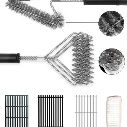 2 Pack BBQ Grill Brush, 18 inch BBQ Accessories, BBQ Cleaning Brush Safe Bristle Free BBQ Brush,100% Rust-Proof Stainless Steel- BBQ Grill Cleaner for Gas, Charcoal, Smoker, Porcelain, Infrared Grill.