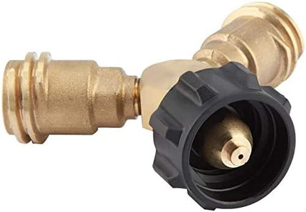 Propane Splitter, Propane Y Splitter Tee Solid Brass with 1-Male QCC and 2-Female QCC for BBQ Grill,Camping Stoves, Gas Burners, Heater, Fire Pit.