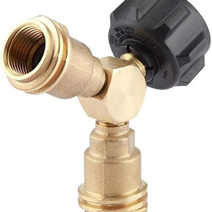 Propane Splitter, Propane Y Splitter Tee Solid Brass with 1-Male QCC and 2-Female QCC for BBQ Grill,Camping Stoves, Gas Burners, Heater, Fire Pit.