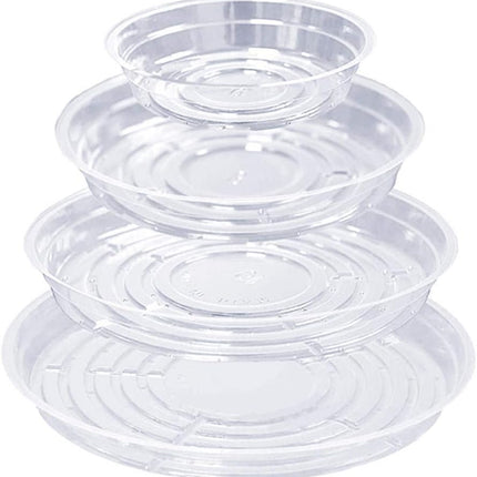 24 Pack Plant Saucer, Clear Plastic Plant Pot Saucer, Made of Thicker, Stronger Plastic, with Unique Design, Durable Flower Plant Tray for Indoor and Outdoor Plants(4 Size, 6/8/10/12 Inch).