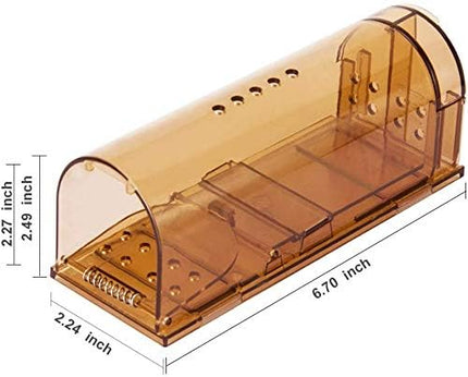 Humane Mouse Trap, Live Mice Trap, Reusable Indoor and Outside Mouse Traps, Kids/Pets Safe, Easy to Set (4, Brown).