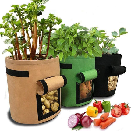 3 Pack 10 Gallon Grow Bags, Breathable Nonwoven Fabric Pots, Potatoe Grow Bag with Handles,Heavy Duty Thickened Vegetable/Flower/Plant Grow Bags(3 Color).