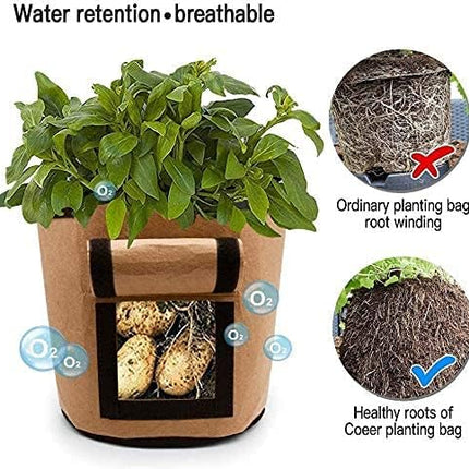 3 Pack 10 Gallon Grow Bags, Breathable Nonwoven Fabric Pots, Potatoe Grow Bag with Handles,Heavy Duty Thickened Vegetable/Flower/Plant Grow Bags(3 Color).