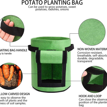 3 Pack 10 Gallon Grow Bags, Breathable Nonwoven Fabric Pots, Potatoe Grow Bag with Handles,Heavy Duty Thickened Vegetable/Flower/Plant Grow Bags(3 Color).