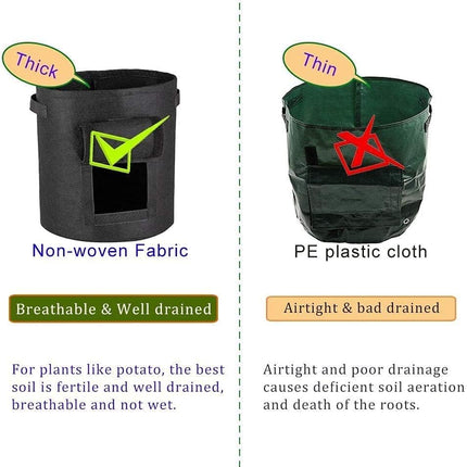 3 Pack 10 Gallon Grow Bags, Breathable Nonwoven Fabric Pots, Potatoe Grow Bag with Handles,Heavy Duty Thickened Vegetable/Flower/Plant Grow Bags(3 Color).