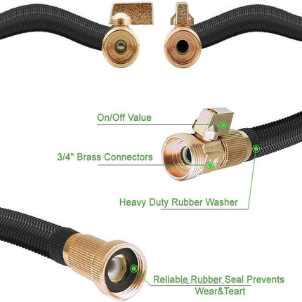 Expandable Garden Hose 50ft with 10 Function Spray Nozzle and 3/4 Solid Brass Fittings, No-Kink Flexible Water Hose Triple Latex Core, Extra Strength Fabric for Garden & Outdoor Cleaning.