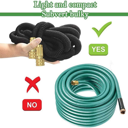 Expandable Garden Hose 50ft with 10 Function Spray Nozzle and 3/4 Solid Brass Fittings, No-Kink Flexible Water Hose Triple Latex Core, Extra Strength Fabric for Garden & Outdoor Cleaning.