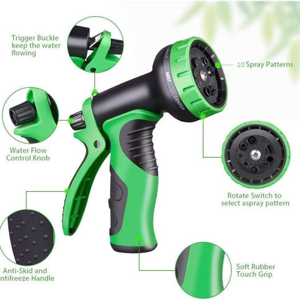 Expandable Garden Hose 50ft with 10 Function Spray Nozzle and 3/4 Solid Brass Fittings, No-Kink Flexible Water Hose Triple Latex Core, Extra Strength Fabric for Garden & Outdoor Cleaning.