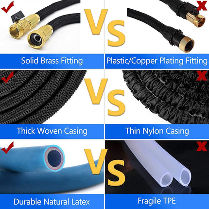 Expandable Garden Hose 50ft with 10 Function Spray Nozzle and 3/4 Solid Brass Fittings, No-Kink Flexible Water Hose Triple Latex Core, Extra Strength Fabric for Garden & Outdoor Cleaning.