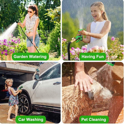 Expandable Garden Hose 50ft with 10 Function Spray Nozzle and 3/4 Solid Brass Fittings, No-Kink Flexible Water Hose Triple Latex Core, Extra Strength Fabric for Garden & Outdoor Cleaning.