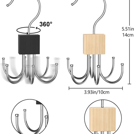 Belt Hanger Tie Rack, 2 Pcs Closet Hanger Organizer 360° Rotatable Metal Belt Holder for Closet Accessories Organizer and Storage.