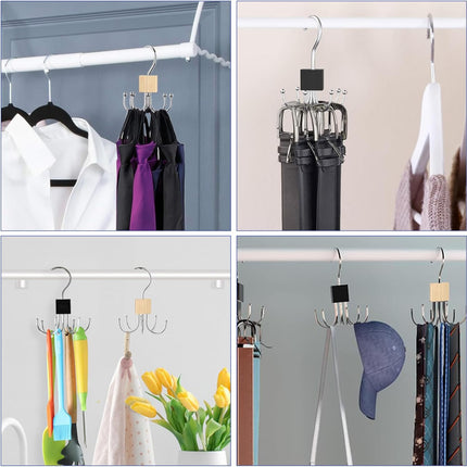 Belt Hanger Tie Rack, 2 Pcs Closet Hanger Organizer 360° Rotatable Metal Belt Holder for Closet Accessories Organizer and Storage.