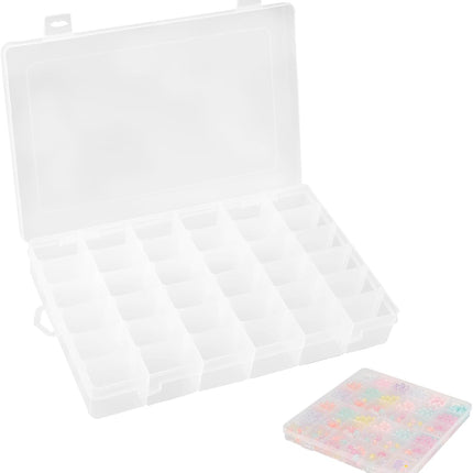 36 Grids Plastic Organizer Storage Container Box, Clear Removable Grid Box Organizer for Jewelry Tackle Crafts Earring Cosmetics.