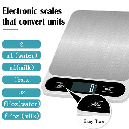 Food Kitchen Scale, 11lb Rechargeable Food Scale Digital Scale Kitchen Weight Grams and Ounces for Cooking Baking Stainless Steel.