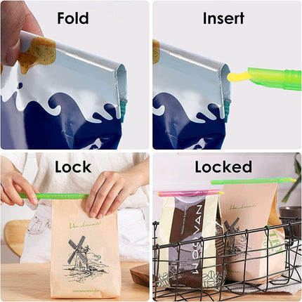 32 PCS Food Bag Sealer Sticks, 4 to 12 Inch Chip Clips, 4 Lengths Storage Closures for Keeping Snack Fresh, Grip Sealers for Pet Dog Food (32).