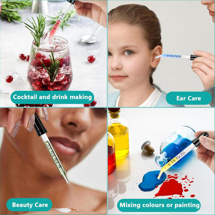 Eye Dropper Glass Pipette 12 Pcs 1ml, Calibrated Capacity Droppers with Measurements 4 Bent, 4 Ball & 4 Straight Tip with 3 Cleaning Brush for Laboratory, Liquid, Essential Oils.