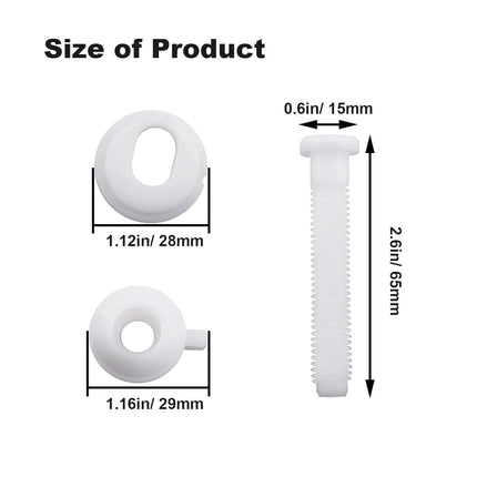 Toilet Seat Hinge Bolt Screw, 4 PCS Universal Plastic Downlock Nuts Toilet Seat Hinge Bolts Replacement Parts for Fixing Top Mount Toilet Seat Hinges.