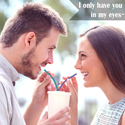 8 Pcs Reusable Metal Straws, Stainless Steel Straws 8.5 Inch Drinking Straw, 4 Straight, 4 Bent Straws with 2 Cleaner Brush.