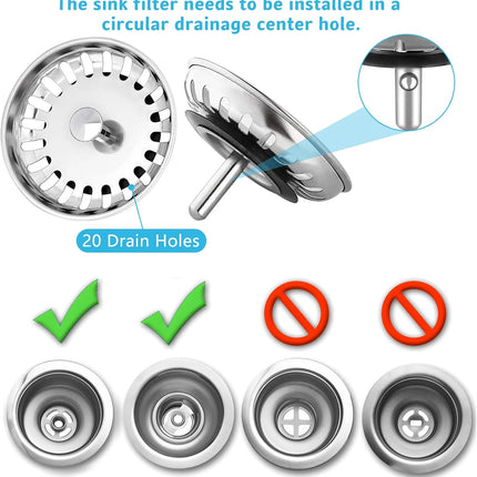 2 Pack Kitchen Sink Strainer, Stainless Steel Sink Drain Stopper, 3.15 Inch/8cm Sink Plug.