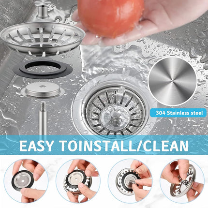 2 Pack Kitchen Sink Strainer, Stainless Steel Sink Drain Stopper, 3.15 Inch/8cm Sink Plug.