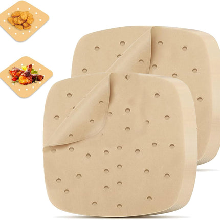 Air Fryer Parchment Paper Liners 8.5 inch, 200Pcs Perforated Air Fryer Liners Non Stick Square Air Fryer Paper for Cake Pan Basket Baking Ovening Steaming.