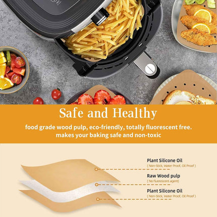 Air Fryer Parchment Paper Liners 8.5 inch, 200Pcs Perforated Air Fryer Liners Non Stick Square Air Fryer Paper for Cake Pan Basket Baking Ovening Steaming.