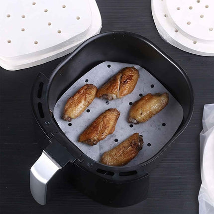 Air Fryer Parchment Paper Liners 8.5 inch, 200Pcs Perforated Air Fryer Liners Non Stick Square Air Fryer Paper for Cake Pan Basket Baking Ovening Steaming.