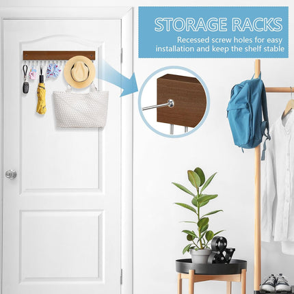 Belt Hanger Tie Rack Wall Mounted, Belt Organizer Bra Hanger for Closet Accessories with 12 Hooks, Sturdy Wood for Closet Organizers and Storage.