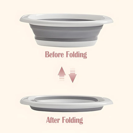 2 Pack Collapsible Wash Basin, Portable Wash Basin with Handles for Kitchen Sink Fruits Vegetables Home Camping Easy Storage (Grey).