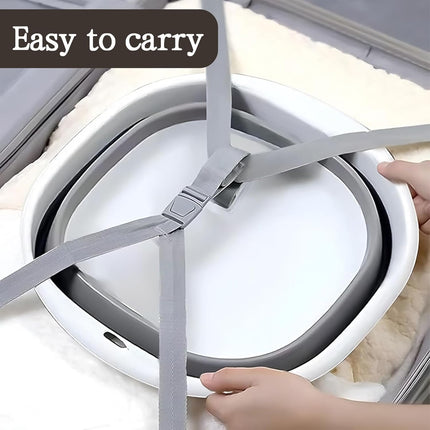 2 Pack Collapsible Wash Basin, Portable Wash Basin with Handles for Kitchen Sink Fruits Vegetables Home Camping Easy Storage (Grey).