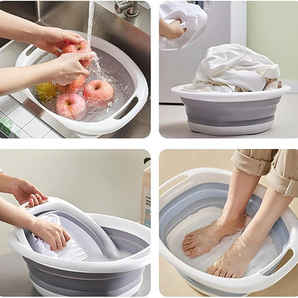 2 Pack Collapsible Wash Basin, Portable Wash Basin with Handles for Kitchen Sink Fruits Vegetables Home Camping Easy Storage (Grey).