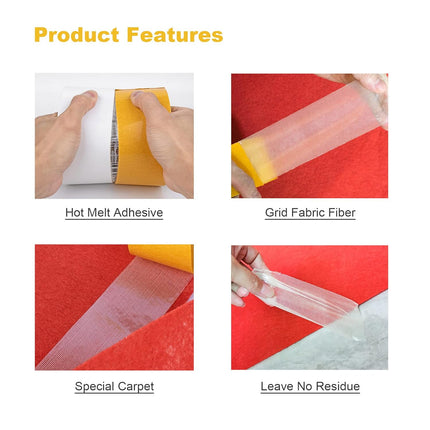 Double Sided Tape Heavy Duty, 2 in X 66 FT (20m) Double Sided Adhesive Tape Super Sticky Carpet Tape Fabric Strong Wall Mounting Tape (Yellow).