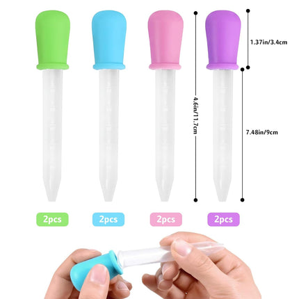 8 Pcs Silicone Liquid Droppers, 5ML Plastic Eye Dropper Pipettes for Science Experiments Gummy Making Kitchen Candy Oil.